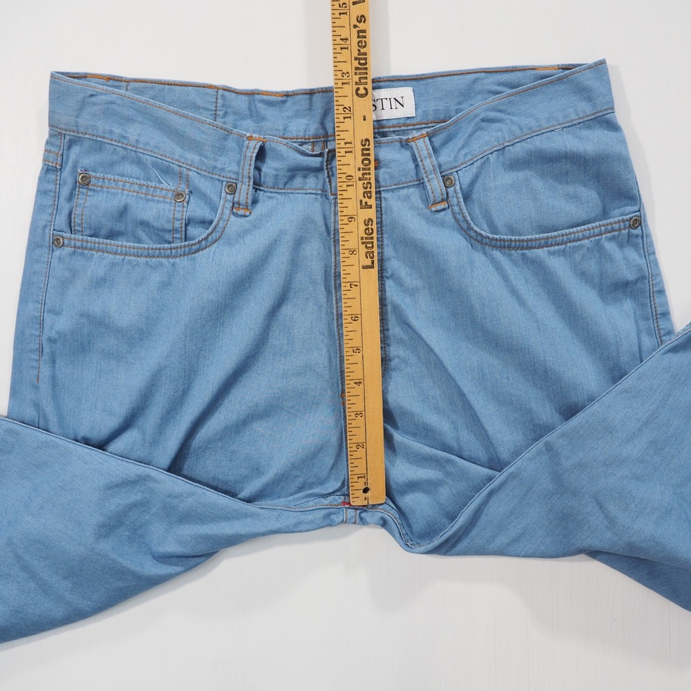 Gustin Jeans Mens 37 Blue Selvedge Straight Fit Lightweight Denim Button Fly - Picture 13 of 16